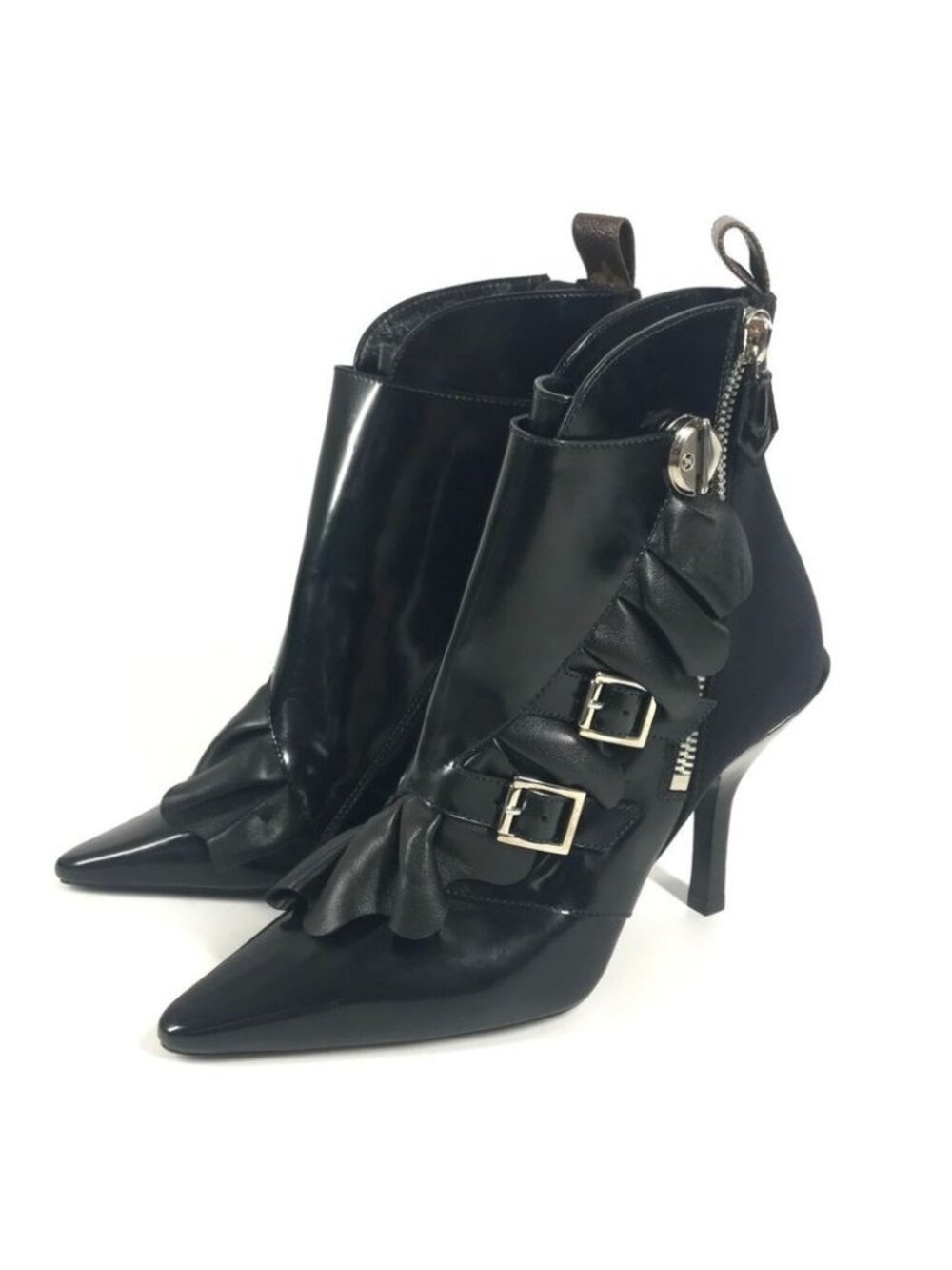 Louis Vuitton Ruffle Short Boots Leather Black